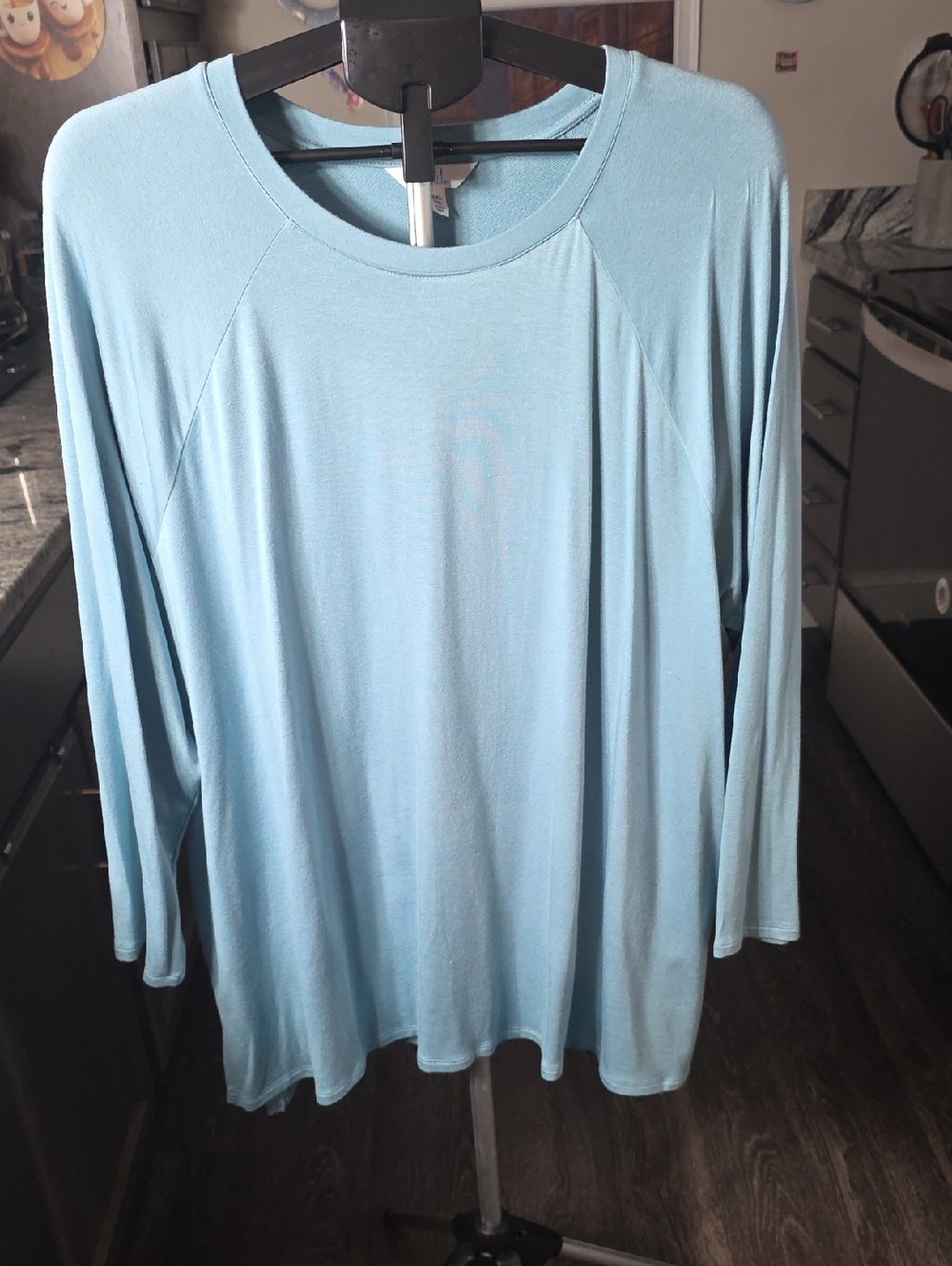 Time and Tru Light Blue Long Sleeve Crewneck Top